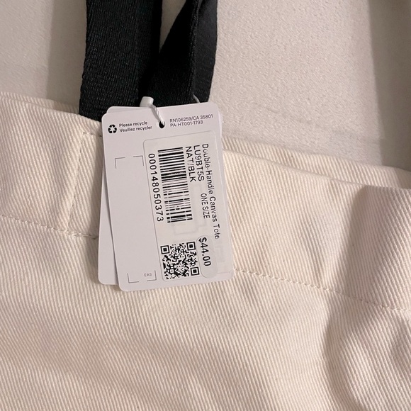 NWT Lululemon Double Handle Canvas Tote Bag 17L Natural & Black - Picture 7 of 13